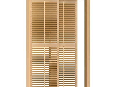 Modern sliding door log color shutter sliding door basswood 3d model