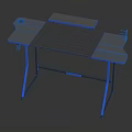 Modern Gaming Table Furniture with Blue LED Lights Metal Legs and Smooth Desktop