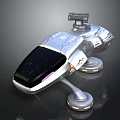 Sci Fi Metallic Device With Streamlined Silver Black Design Stand Base And Top Equipment 3d model