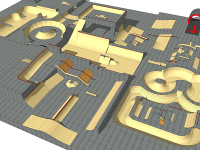 Modern Skate Park 3D Design Features Ramps Bowls And Obstacles 3d model