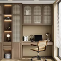 Modern Wooden Wardrobe With Glass Grid Doors Interior Storage Hanging Clothes Decorative Shelf And Lighting