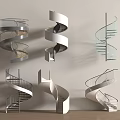 Modern Spiral Stairs With Various Designs Glass Railings Metal And White Elements