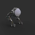 Futuristic Robot Game Movie Character With Spherical Head And Mechanical Legs