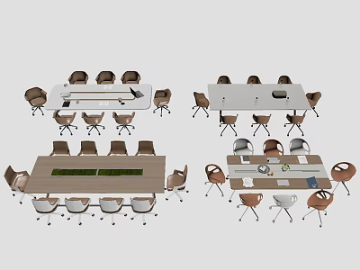 Modern Conference Tables With Stylish Chairs And Various Design Styles 3d model