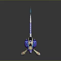 Game Movie Character With Purple Body Blue Horns Yellow Stripes Wearing Hat And Long Tail