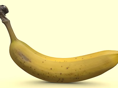 Ripe Yellow Banana With Brown Spots Healthy Natural Fresh Fruit Snack Option 3d model