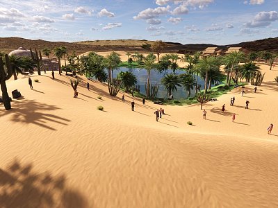 Desert Small Oasis Small Scene Tourist Scenery Attractions model