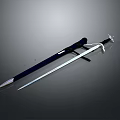 Traditional Decorative Sword With Dark Blue Scabbard And Silver Blade