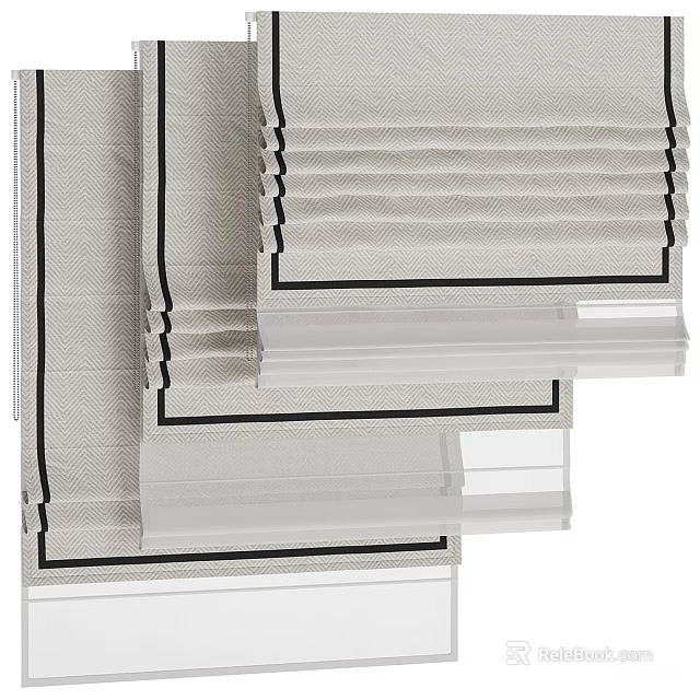 Modern White Venetian Blinds With Black Trim For Home Window Decoration 3d model 