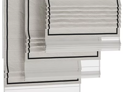 Modern White Venetian Blinds With Black Trim For Home Window Decoration 3d model