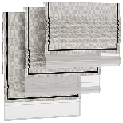 Modern White Venetian Blinds With Black Trim For Home Window Decoration 3d model