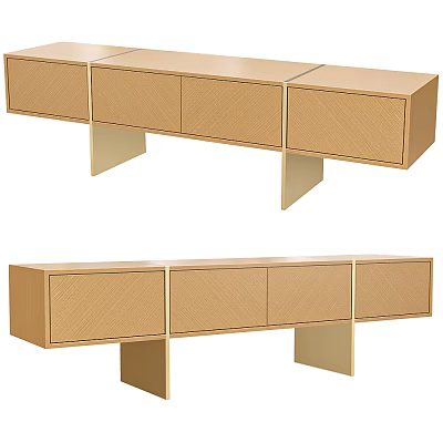 Modern Wooden TV Stand With Multiple Drawers And Cabinet Storage Design 3d model