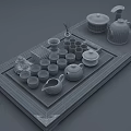 Elegant Brown Tea Set With Multiple Cups Teapot And Decorative Wooden Tray