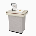 Modern Bedside Table With Picture Frame And Book On Textured Beige Surface 3d model