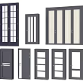 Hinged Door Collection Featuring Different Styles Glass Panel And Interior Design Options 3d model