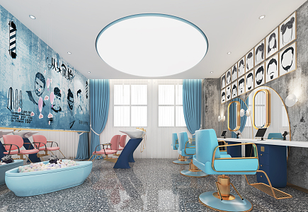 Light Luxury Barber Shop 3d model