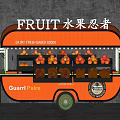 Fruit Cart with Orange Green Design Selling Daily Fresh Fruits Watermelon Oranges by Guarrl Paire