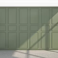 Modern Green Full Wall Wardrobe With Paneled Doors And Minimal Design