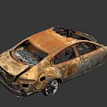 Rusted Damaged Car Body Wreckage After Accident With Corroded Exterior And Broken Parts
