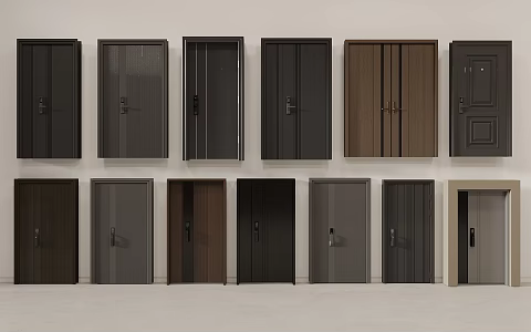 Modern style entry door security door single door 3d model