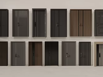 Modern style entry door security door single door 3d model