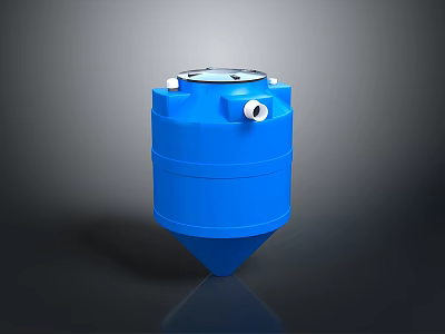 Blue Cylindrical Industrial Component With Top Lid And Side Port Design 3d model