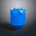 Blue Cylindrical Industrial Component With Top Lid And Side Port Design 3d model