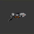 Futuristic Robot Action Figure With White Orange Gray Armor And Sword Weapon