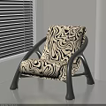 Modern Leisure Chair With Zebra Pattern Black Frame And Upholstered Fabric