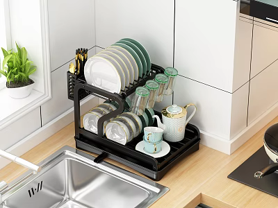 Modern Wall Mounted Black Bathroom Cabinet Rack with Sleek Design and Toiletries Storage Shelves 3d model