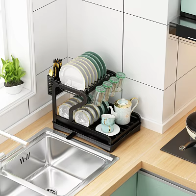 Modern Wall Mounted Black Bathroom Cabinet Rack with Sleek Design and Toiletries Storage Shelves 3d model