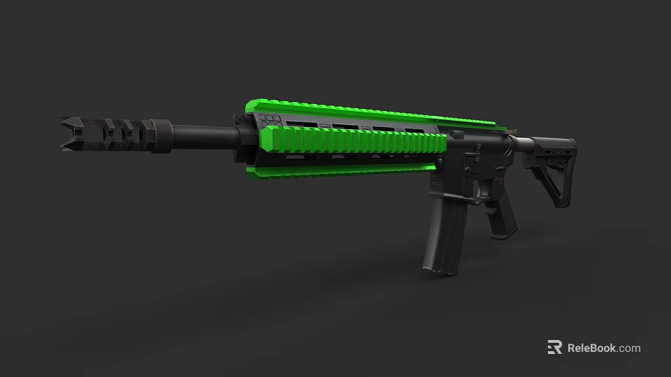 Modern Tactical Rifle With Green And Black Design And Modular Features 3d model 