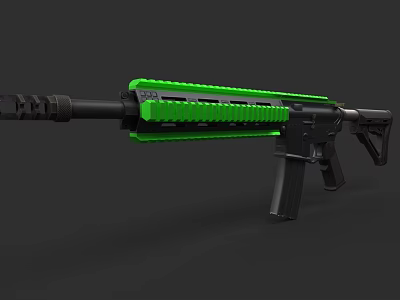 Modern Tactical Rifle With Green And Black Design And Modular Features 3d model