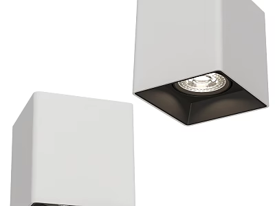 Modern White Square Recessed Downlights and Spotlights with Black Inner Trim Design 3d model
