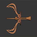 Orange Mechanical Device Structure With Interconnected Gears And Articulated Arms