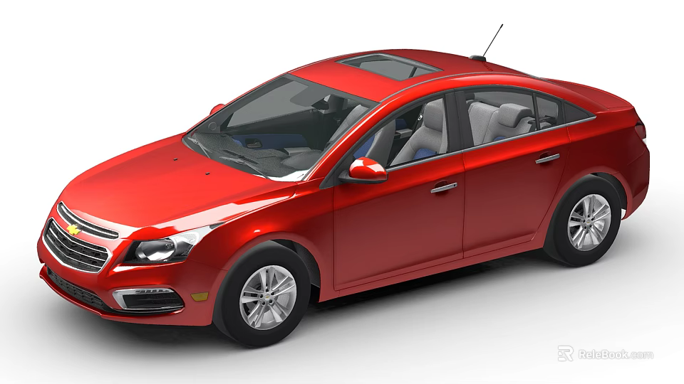 Red Four Door Sedan Car With Sunroof And Silver Alloy Wheels Design 3d model 