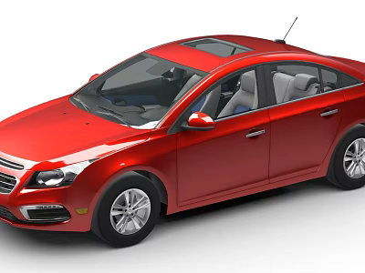 Red Four Door Sedan Car With Sunroof And Silver Alloy Wheels Design 3d model