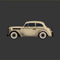 Cream Colored Vintage Car With Rounded Body Classic Grille And Retro Design