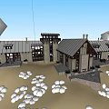 Modern Detached Villa Design With Sloped Roof Green Grass And Tall Trees