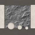 Natural Stone Texture Background Wall With Three White Spherical Decorations In Modern Interior 3d model