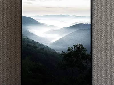 Mountain Landscape With Misty Valleys Lush Green Trees And Morning Light 3d model