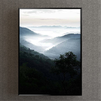 Modern landscape painting simple black and white study decorative painting 3d model