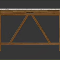 Wooden Desk With Marble Top And Single Drawer Featuring Cross Leg Design For Home Office