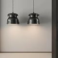 Vintage Industrial Two Black Metal Ceiling Pendant Lights For Interior Design