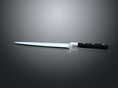 Sharp Stainless Steel Kitchen Knife With Black Handle And Silver Blade 3d model