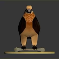 3D Flying Vulture Sculpture with Colorful Feathers and Round Base