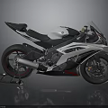 Sleek Silver And Black Sport Motorcycle With Aerodynamic Body And Stylish Design