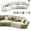 Modern Soft Fabric Curved Double Sofa With Multiple Neutral Color Options For Cozy Living Space
