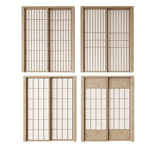 Japanese-style sliding door 3d model