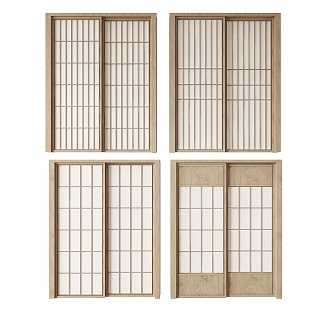 Japanese-style sliding door 3d model